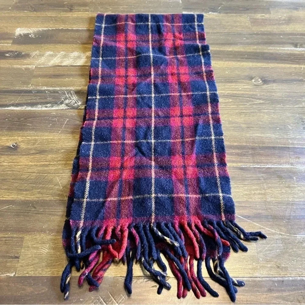 Vintage Disney Winnie The Pooh Plaid Grid Lambs Wool Scarf Winter Embroidered